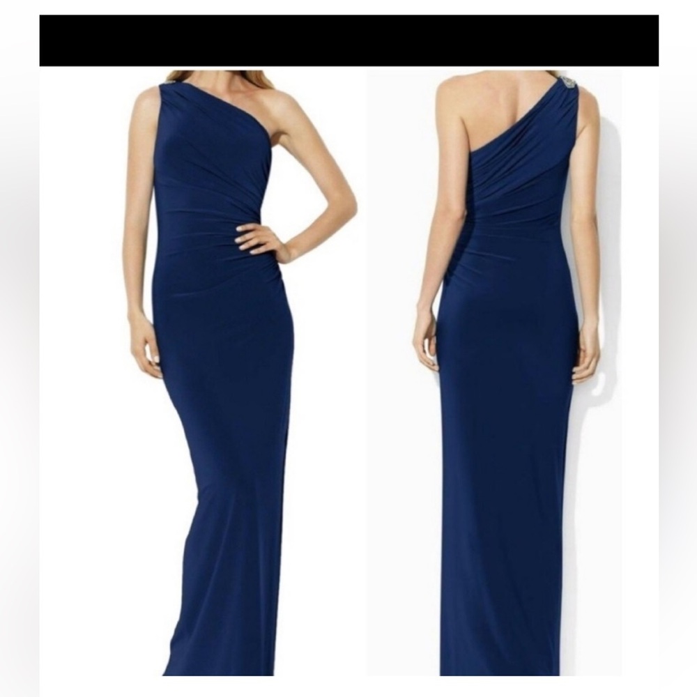 Lauren Ralph Lauren one shoulder party evening gown
